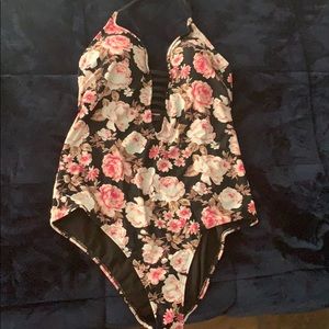 One piece floral bathing suit